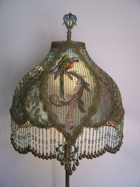 Victorian Lampshades On Period Floor Lamps, Antique Floor Lamp With Beaded Shade